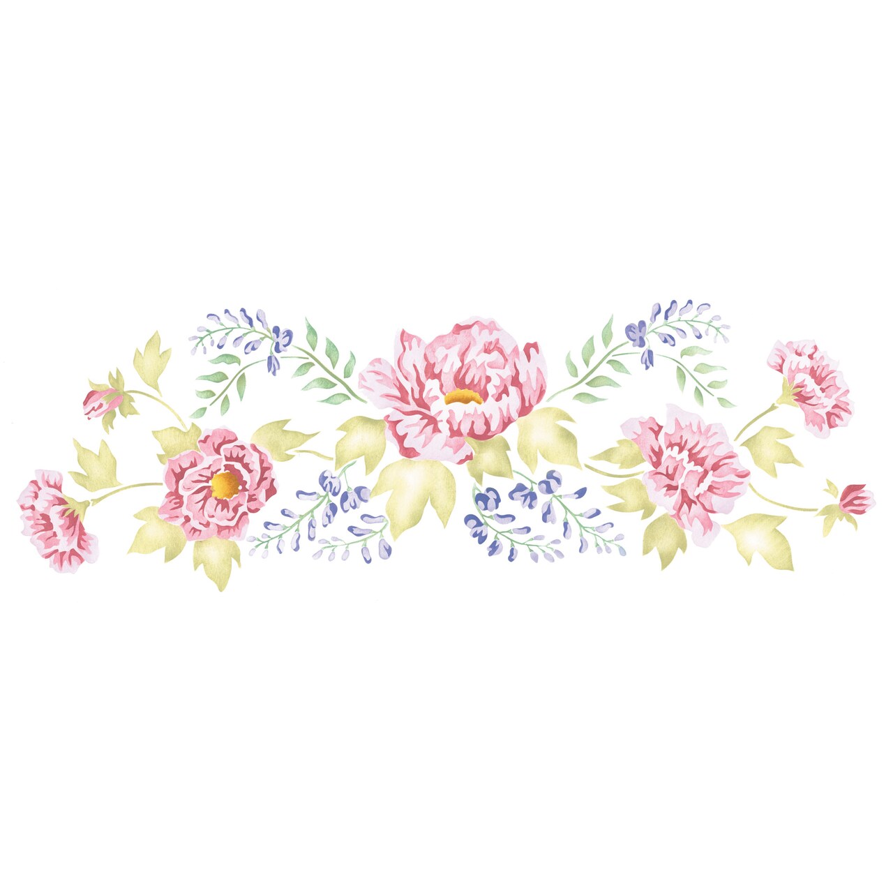 Large Peony and Hydrangea Wall Stencil | 1829 by Designer Stencils | Floral Stencils | Reusable Art Craft Stencils for Painting on Walls, Canvas, Wood | Reusable Plastic Paint Stencil for Home Makeover | Easy to Use & Clean Art Stencil